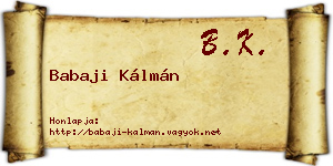 Babaji Kálmán névjegykártya